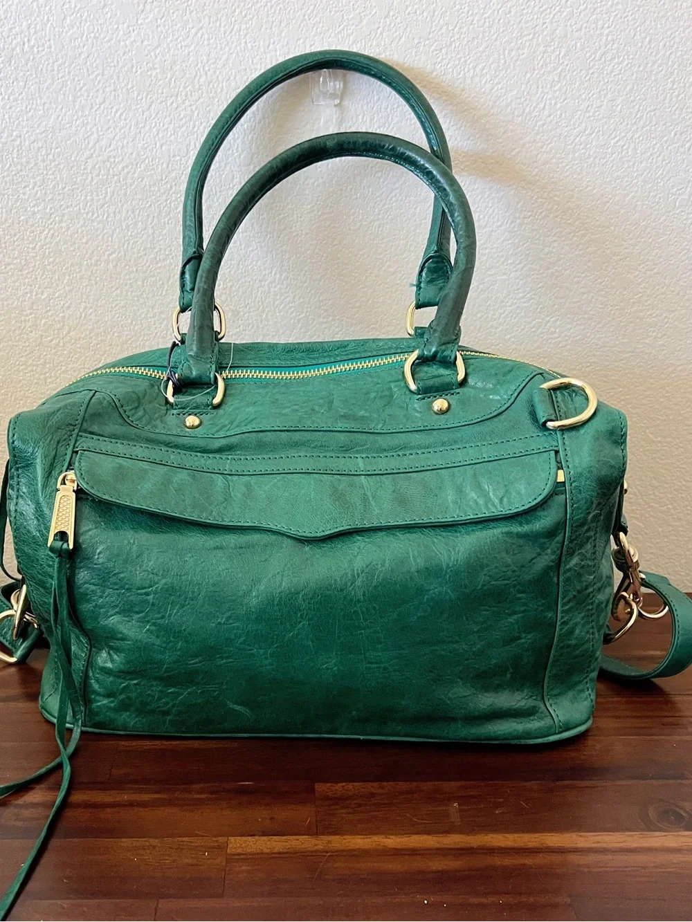 Rebecca Minkoff Peacock Teal MAB Satchel Handbag w Detachable Shoulder Strap NEW